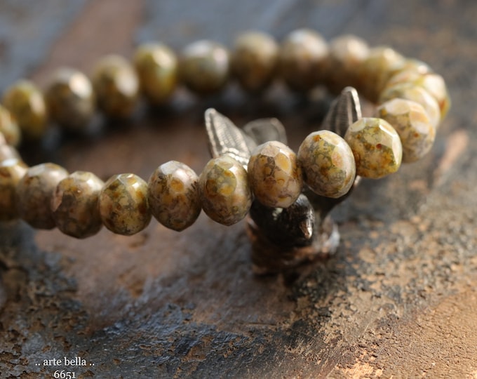 GILDED PLUM SMACKS .. 25 Premium Picasso Czech Glass Faceted Rondelle Beads 5x7mm (6651-st) .. jewelry supplies