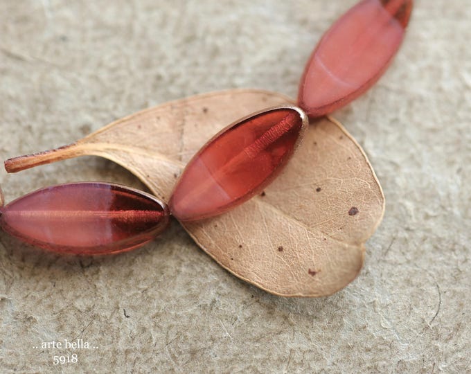New .. BRONZED ROSEWOOD PETALS .. 10 Premium Luster Picasso Czech Glass Spindle Beads 7x18mm 11362-st) .. jewelry supplies