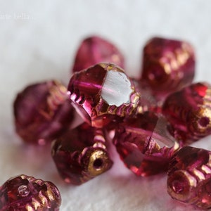BRONZED SANGRIA TINK .. 10 Premium Picasso Czech Glass Faceted Bicone Beads 8x10mm (7880-10)