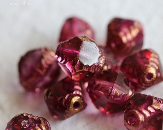 back in stock .. BRONZED SANGRIA TINK .. 10 Premium Picasso Czech Glass Faceted Bicone Beads 8x10mm (7880-10) .. jewelry supplies