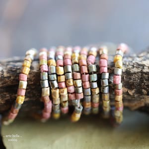 premium glass beads .. SPRING MIX No. 10669 .. 21&quot; Aged Picasso Czech Glass Faceted Bugle Bead Mix Size 10/0 1.5mm (10669-st)