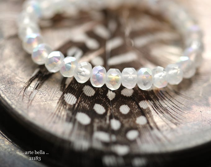 premium glass beads .. MYSTIC FAIRY BABIES .. New 30 Czech Matte Glass Faceted Rondelle Beads 3x5mm (11183-st) .. jewelry making supplies