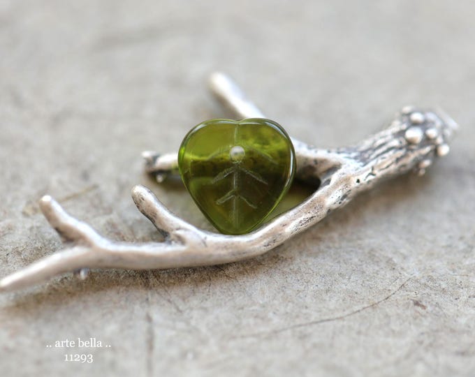 New .. SPROUTING LEAVES .. 20 Premium Czech Glass Petite Leaf Beads 9mm (11293-20) .. jewelry making supplies