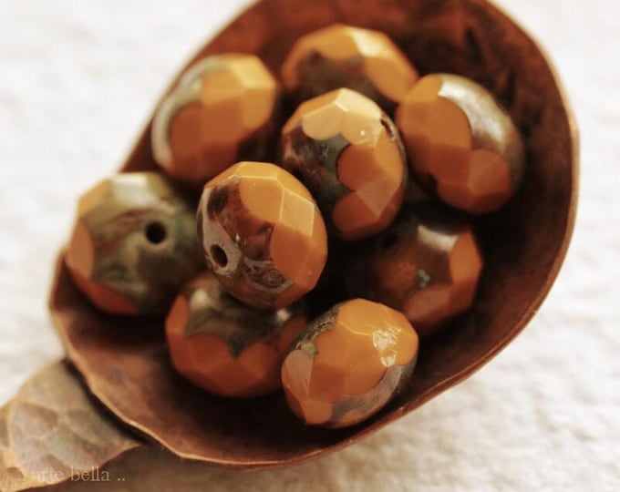 back in stock .. EARTHY AUTUMN .. 25 Picasso Czech Glass Faceted Rondelle Beads 6x8mm (8066-st) .. jewelry supplies