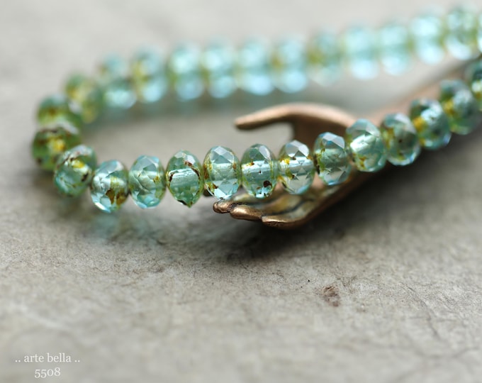 BREATHE BABIES  .. 30 Premium Picasso Czech Glass Faceted Rondelle Beads 3x5mm (5508-st) .. jewelry supplies