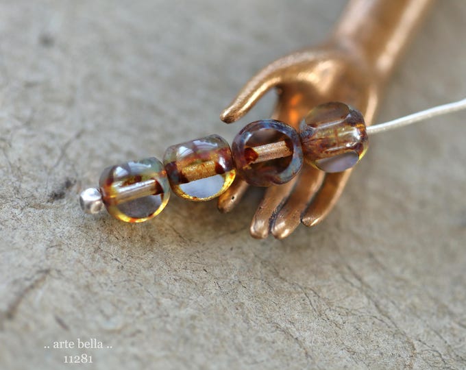 New .. EARTHY ALEXANDRITE MIST .. 20 Picasso Czech Glass Faceted Round Beads 6mm (11281-20) .. jewelry making supplies