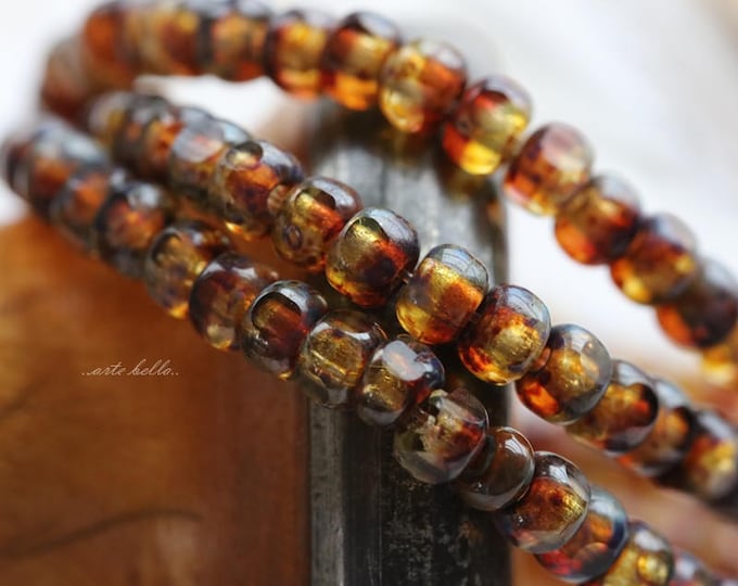 SANGRIA SEEDS .. 50 Premium Picasso Czech Glass Tri-Cut Seed Bead Size 6/0 (5707-st) .. jewelry supplies