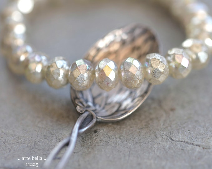 New .. SILVERED WINTER .. 25 Premium Czech Glass Faceted Rondelle Beads 6x9mm (11225-st) .. jewelry making supplies