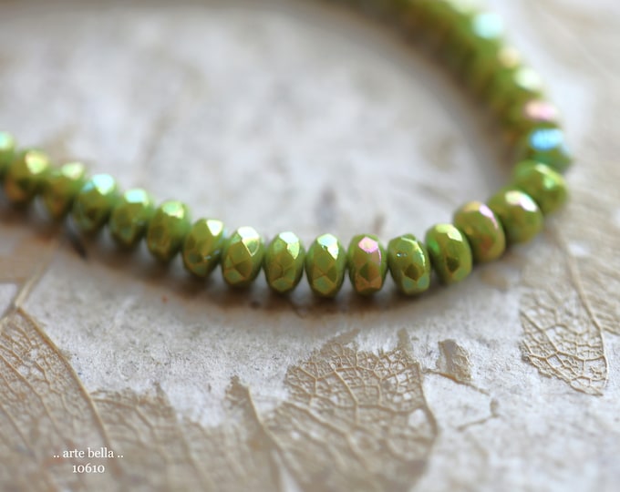 MYSTIC AVOCADO BITS .. 50 Premium Czech Glass Faceted Rondelle Beads 3x4mm (10610-st) .. jewelry supplies