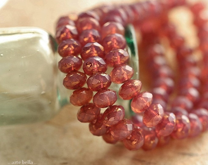 GOLDEN ROSEWOOD BABIES .. 30 Premium Czech Glass Faceted Rondelle Beads 3x5mm (8948-st) .. jewelry supplies