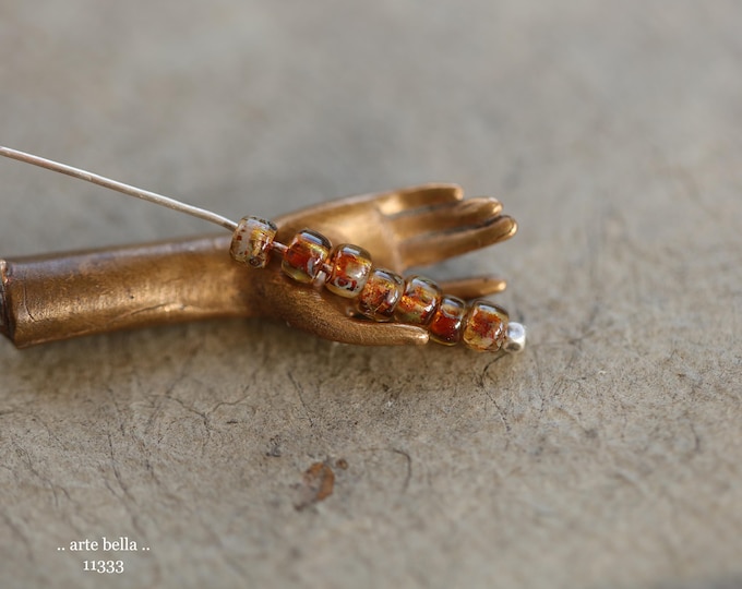 New .. EARTHY AMBER SEEDS .. 100 Premium Czech Glass Size 7/0 Seed Beads (11333-100) .. jewelry supplies