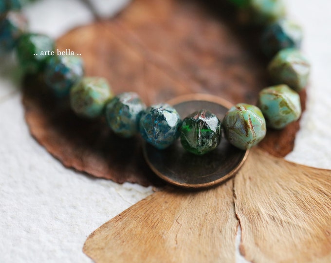 back in stock .. EARTHY ISLAND NUGGETS 8mm .. 20 Premium Picasso Czech Glass English Cut Beads (9871-st) .. jewelry supplies