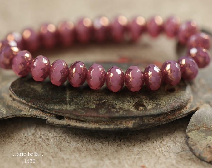 New .. BRONZED ROSEWOOD PEBBLES .. 25 Premium Czech Glass Faceted Rondelle Beads 5x7mm (11530-st) .. jewelry supplies