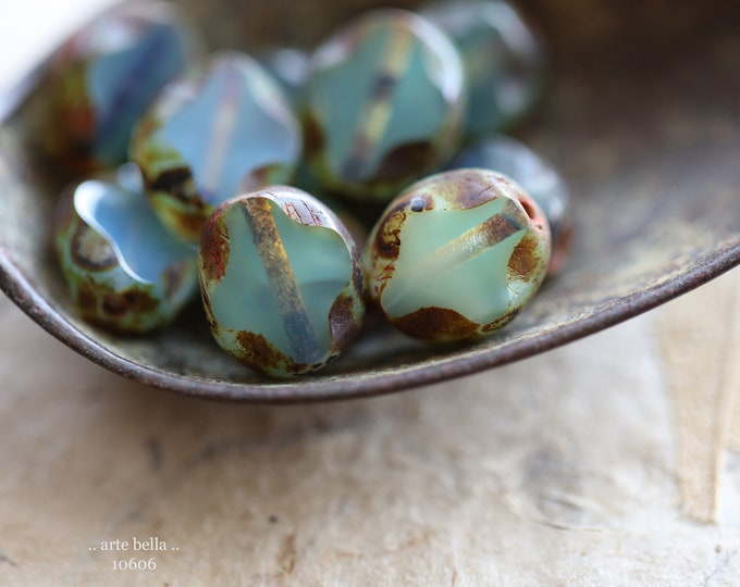 last ones .. SKY DIAMOND WINDOW Mix .. 10 Premium Picasso Czech Glass Beads 9x8mm (10606-10) .. jewelry supplies