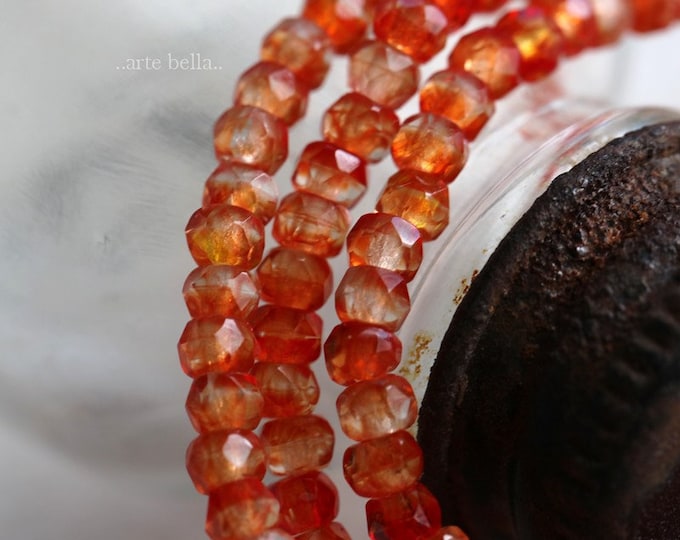 premium glass beads .. SUNSET BITS .. 50 Fire Polished Czech Glass Rondelle Beads 3x2mm (6943-st) .. jewelry supplies