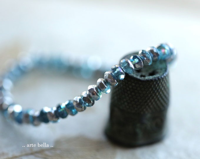 back in stock .. SILVER MYSTIC TEAL Bits .. 50 Premium Czech Glass Faceted Rondelle Beads 2.5x4mm (9642-st) .. jewelry supplies