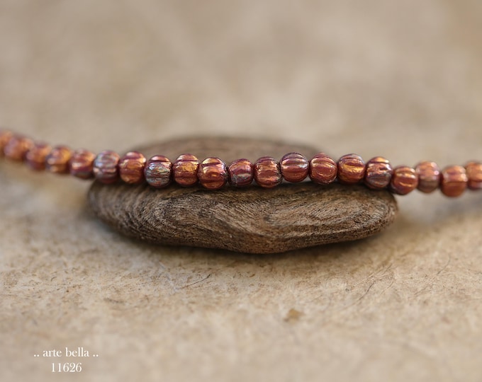 New .. COPPER PATINA MINI Melons .. 100 Premium Metallic Luster Czech Glass Bead Mix 3mm (11626-st) .. jewelry supplies
