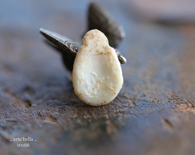 RUSTIC ROSE PETALS .. 10 Premium Etched Picasso Czech Glass Rose Petals Beads 11x16mm (10166-10) .. jewelry supplies