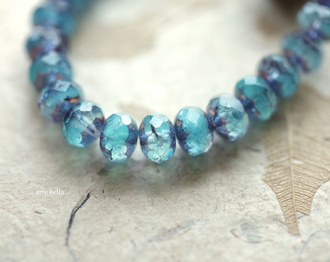 BRONZED OCEAN TIDE .. 25 Premium Czech Glass Faceted Rondelle Beads 6x9mm (9888-st)