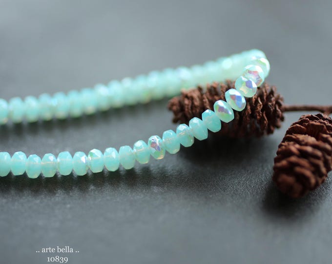 MYSTIC SKY BITS .. 50 Premium Czech Glass Faceted Rondelle Beads 2.5x4mm (10839-st) .. jewelry supplies