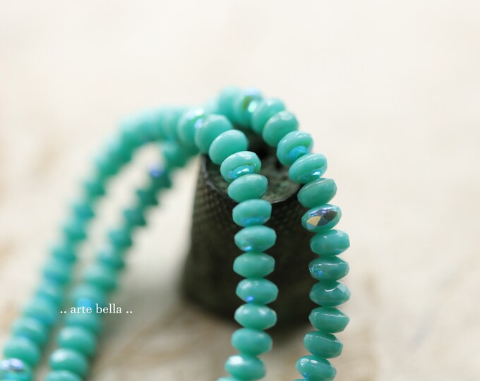 MYSTIC TURQUOISE BEBES .. 50 Premium Czech Glass Faceted Rondelle Beads 4x2mm (9836-st)