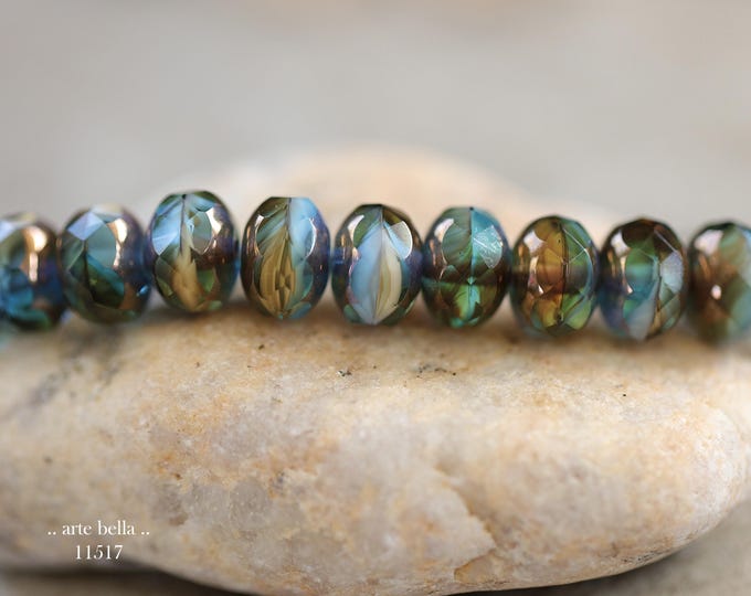 New .. BRONZED CARAMEL SKIES .. 25 Premium Czech Glass Faceted Rondelle Bead Mix 6x9mm (11517-st) .. jewelry supplies