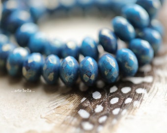 BLUE PLUM LUSTER .. 25 Premium Czech Glass Faceted Rondelle Beads 6x9mm (9884-st)