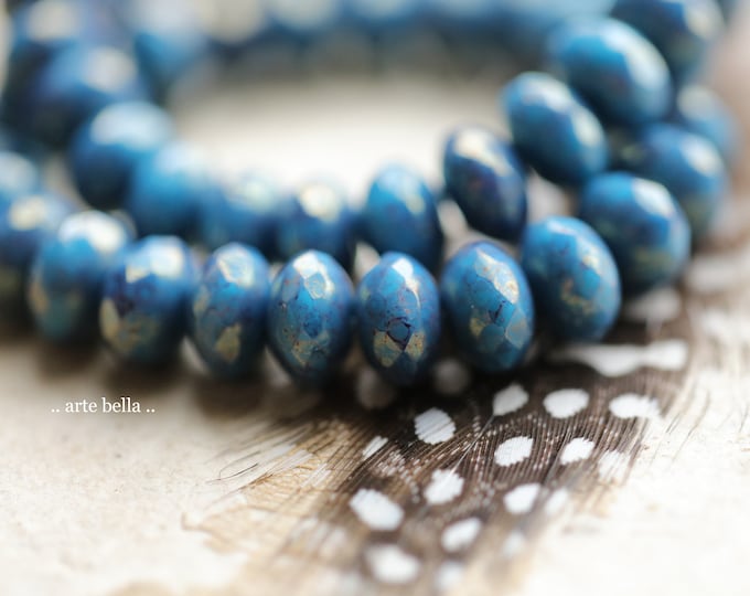 BLUE PLUM LUSTER .. 25 Premium Czech Glass Faceted Rondelle Beads 6x9mm (9884-st) .. jewelry supplies