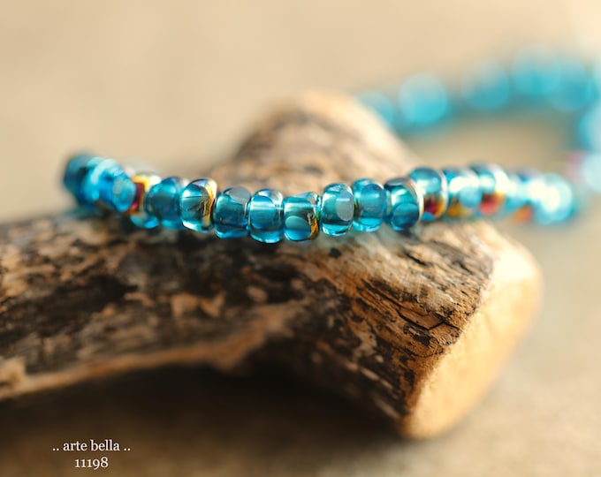 MYSTIC CAPRI SEEDS .. New 50 Premium Czech Glass Faceted Seed Beads Size 6/0 3x4mm (11198-st) .. jewelry making supplies