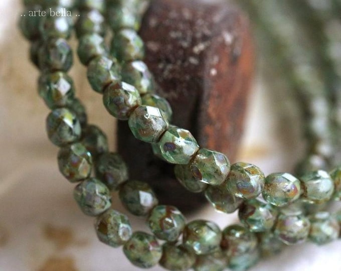 back in stock .. EARTHY RIVER BITS .. 50 Premium Picasso Faceted Czech Glass Faceted Round Beads 4mm (6239-st) .. jewelry supplies