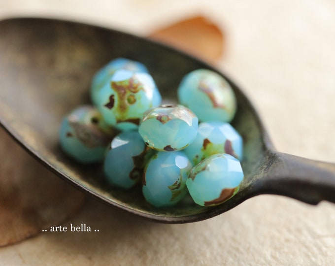 TIDE POOLS .. 25 Premium Picasso Czech Glass Faceted Rondelle Beads 6x8mm (9602-25) .. jewelry supplies