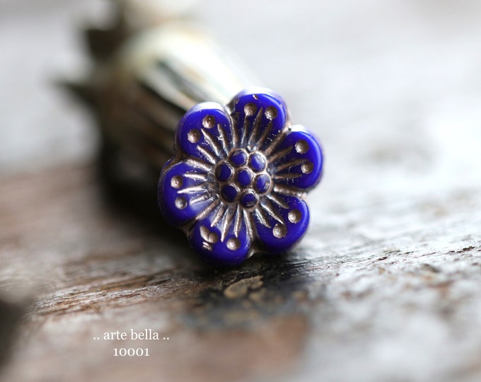 INDIGO BLUSH ROSES .. 6 Premium Czech Glass Wild Rose Beads 14mm (10001-6)