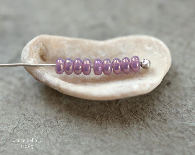 New .. MYSTIC LILAC BITS .. 100 Metallic Luster Czech Glass Smooth Rondelle Beads 3x2mm (11285-100) .. jewelry supplies