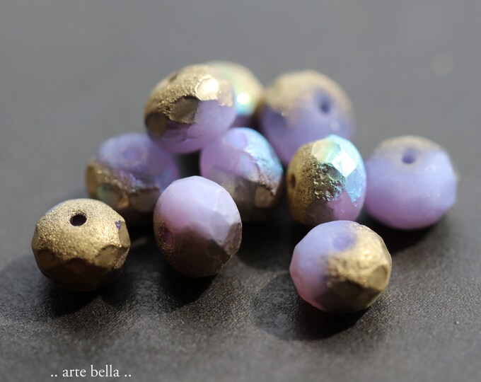 back in stock .. GOLDEN MYSTIC THISTLE .. 25 Etched Czech Glass Faceted Rondelle Beads 6x8mm (9376-st) .. jewelry supplies