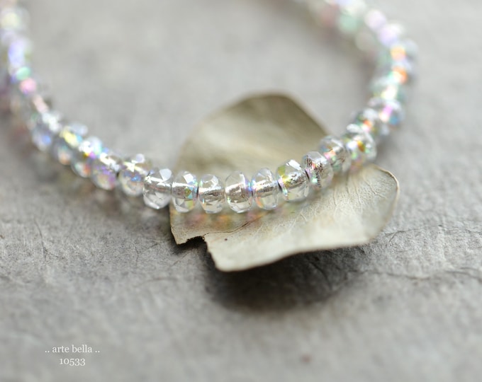 back in stock .. MYSTIC SILVERED BITS .. 50 Premium Czech Glass Faceted Rondelle Beads 2.5x4mm (10533-st) .. jewelry supplies