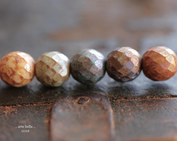 premium glass beads .. MEADOW MIX No. 2 .. New 10 Picasso Czech Glass Faceted Round Bead Mix 12mm (11112-st) .. jewelry supplies