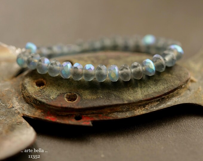 New .. MYSTIC CHARCOAL BABIES .. 30 Premium Matte Czech Glass Faceted Rondelle Beads 3x5mm (11352-st) .. jewelry supplies