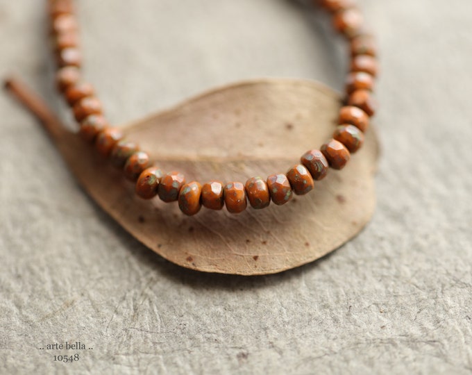 EARTHY AUTUMN BITS .. 50 Premium Picasso Czech Glass Gem Cut Micro Faceted Rondelle Beads 3x2mm (10548-st) .. jewelry supplies