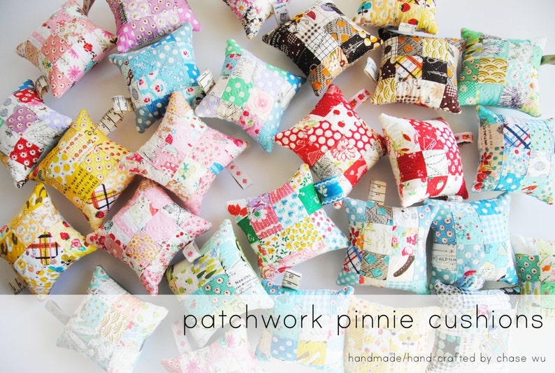 Patchwork pennii Needlebook and Pinnii cushion set: Robin Egg image 5