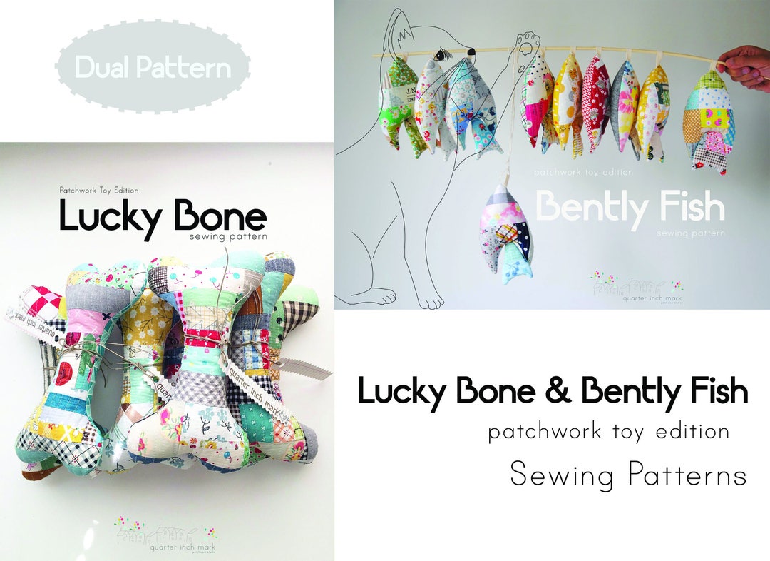 Dual Pattern: Lucky Bone/ Bently Fish Patchwork Toy Sewing Patterns ...