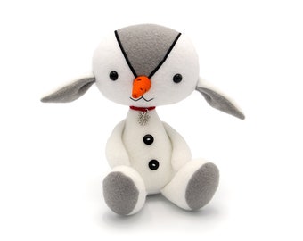 Snowman doll - spirit of winter, unique and handmade stuffed toy, gift for the holiday season, winter decor