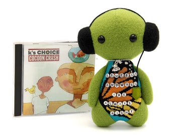 Lyrics doll Butterflies Instead - K's Choice, handmade art toy, great gift for music lovers, music room decor