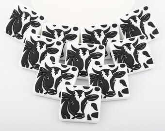 241# Animal Series：Cube Cow Silicone Focal Beads,Focal Silicone Beads,Pencil beads,Focal Beads Bulk for making pens and Keychains.