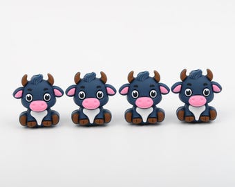 373# Animal Series：3D Cow Silicone Focal Beads,Focal Silicone Beads,Pencil beads,Focal Beads Bulk for making pens and Keychains.