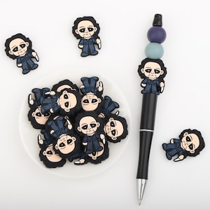 Halloween Michael Myers Halloween Silicone Focal Beads,Focal Silicone Beads,Pencil beads,Focal Beads Bulk for making pens and Keychains.