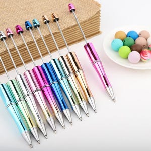 5-100Pcs Beaded Pen Blanks，Gradient Color Pen，Black Ink  Bulk Pens，DIY Bead Pens，UV plating Beadable pens，Beadable Pens for Crafts.