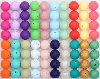 100-400Pcs MIX Silicone Beads, Bulk Silicone Beads. 9/12/15mm Wholesale Silicone Beads, Round Silicone Beads, DIY Colorful Silicone Beads