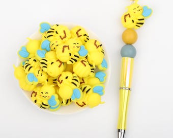 273# Animal Series：3D Honeycomb Bees Silicone Focal Beads,Focal Silicone Beads,Pencil beads,Focal Beads Bulk for making pens and Keychains.