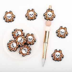 Halloween Spider skull Silicone Focal Beads,Focal Silicone Beads,Pencil beads,Focal Beads Bulk for making pens and Keychains.