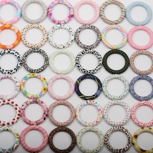 65mm Silicone Beadable O Rings，Round Silicone Bead Loop，Printed silicone ring，Round Ring Bulk，Hole Beadable For Hanging Ornaments.